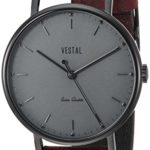 Vestal ‘ Sophisticate Leather’ Swiss Quartz Stainless Steel Dress Watch, Color:Brown (Model: SP42L09.CVBK)