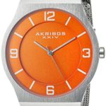 Akribos XXIV Men’s AK851OR Round Orange Dial Three Hand Quartz Bracelet Watch