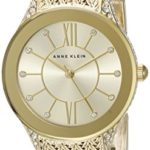 Anne Klein Women’s AK/2208CHGB Swarovski Crystal Accented Gold-Tone Mesh Bracelet Watch