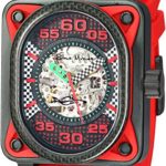 Ritmo Mundo ‘ Hulk’ Japanese Automatic Stainless Steel and Silicone Casual Watch, Color:red (Model: 1300/7 Red)