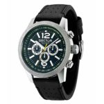 Sector Overland Mens Dual-Time Black Dial Leather Strap