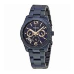 Fossil Women’s Perfect Boyfriend Quartz Stainless Steel Chronograph Watch, Color: Blue (Model: ES4093)