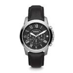 Fossil Men’s Grant Quartz Stainless Steel and Leather Chronograph Watch, Color: Silver-Tone, Black (Model: FS4812)