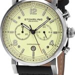 Stuhrling Original Men’s ‘Aviator’ Quartz Stainless Steel and Leather Dress Watch, Color Black (Model: 583.02)