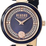 Versus by Versace Women’s ‘Covent Garden Crystal’ Quartz Stainless Steel and Leather Casual Watch, Color:Blue (Model: VSPCD2817)