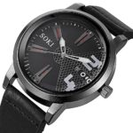 SCSAlgin 2018 Men Couple Fashion Nylon Strap Analog Quartz Round Wrist Watch Watches (Black)