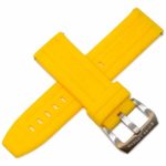 Swiss Legend 24MM Yellow Silicone Rubber Watch Strap w/Silver Stainless Buckle fits 47mm Submersible Watch