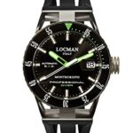 Locman Italy Men’s ‘Montecristo Professional’ Automatic Stainless Steel and Rubber Diving Watch, Color:Black (Model: 0513KNKGBKNKSIK)