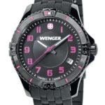 Wenger Squadron Women’s Quartz Watch with Mother of Pearl Dial Analogue Display and Black Silicone Strap 010121105