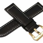 Swiss Legend 26MM Black Leather Watch Strap, Gold Buckle fits 52mm Pilot & Highlander Watch