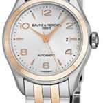 Baume & Mercier Clifton Womens Two Tone Automatic Watch – 30mm Analog Silver Face Swiss Luxury Dress Watch For Women 10152