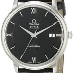 Omega Men’s 42413402001001 Stainlesss Steel Watch with Black Leather Band