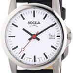 Boccia Boy’s Quartz Watch with White Dial Analogue Display and Black Leather Strap B3080-07
