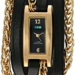La Mer Collections Women’s Quartz Gold-Tone and Leather Watch, Color:Black (Model: LMPALERMO1001)