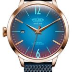 Welder Moody Stainless Steel Blue Mesh 3 Hand Rose Gold-Tone Watch with Date 38mm