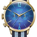 Welder Moody Blue Reversible Nylon Dual Time Gold-Tone Watch with Date 42mm