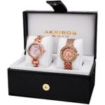 Akribos XXIV Women’s AK886RG Genuine Diamond Quartz Rose Gold Bracelet Watch