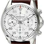 Hamilton Men’s H64666555 Khaki Aviation Stainless Steel Automatic Watch with Brown Leather Band