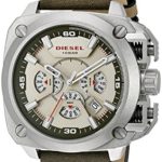Diesel Men’s ‘BAMF’ Quartz Stainless Steel and Leather Casual Watch, Color:Green (Model: DZ7367)