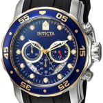 Invicta Men’s ‘Pro Diver’ Quartz Stainless Steel and Silicone Casual Watch, Color:Black (Model: 22971)