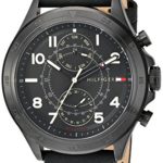 Tommy Hilfiger Men’s Quartz Resin and Leather Casual Watch, Color:Black (Model: 1791345)