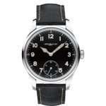 Montblanc 1858 Black Dial Leather Strap Mens Watch 113860