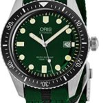 Oris Divers Sixty-Five Mens Green Face Luminous Watch – Green NATO Fabric Band Swiss Made Automatic Dive Watch 01 733 7720 4057-07 5 21 25FC