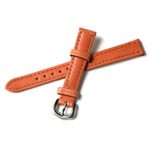 (12mm, 14mm, 16mm) Orange Line Genuine Leather Womens Silver Buckle Wrist Watch Bands Strap Replacement