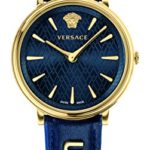 Versace Women’s ‘Manifesto Edition’ Swiss Quartz Gold-Tone and Leather Casual Watch, Color:Blue (Model: VBP030017)