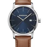 Wenger Men’s ‘Urban Classic’ Quartz Stainless Steel and Leather Casual Watch, Color:Brown (Model: 01.1741.111)