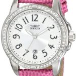 Invicta Women’s 16339 Angel Crystal-Accented Stainless Steel Watch with Pink Leather Strap