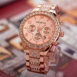 Geneva Women Fashion Luxury, Ninasill Crystal Quartz Watch(Rose Gold)