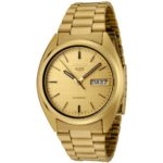 Seiko Men’s 5′ Japanese Automatic Gold-Tone-Stainless-Steel Casual Watch, Color:Gold (Model: SNXL72)