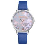 Womens Geneva Quartz Wrist Watches,Hengshikeji Unique Numeral Analog Clearance Lady Wrist Watch Female Watches on Sale Watches for Women,Silicone Printed Flower Casual Leather Band Watch