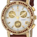 Invicta Women’s 10315 Wildflower Chronograph White Mother-Of-Pearl Dial Crystal Accented Brown Patent Leather Watch
