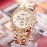 Geneva Women Fashion Luxury, Ninasill Crystal Quartz Watch(Gold)