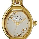 Watches for Women, Gifts for Her – Titan Raga Womens Analog Quartz Watch – Bangle Jewelry Style Wristwatch – Gold Stainless Steel Strap – Gold Oval Face with Red Detailing 