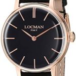 Locman Italy Women’s 1960 Collection Stainless Steel Quartz Watch with Leather Strap, Black, 14 (Model: 0253R01R-RRBKRGPK)