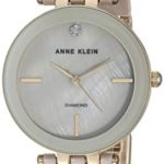 Anne Klein Women’s AK/3310TNGB Diamond-Accented Gold-Tone and Tan Ceramic Bracelet Watch