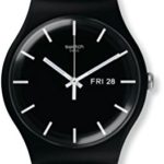 Swatch Mono Black Quartz Watch with Silicone Strap, 20 (Model: SUOB720)