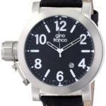 gino franco Men’s 9617BK Westside Round Stainless Steel Genuine Leather Strap Watch