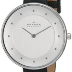 Skagen Women’s SKW2232 Gitte Stainless Steel Watch with Black Leather Band