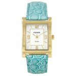 Pedre Women’s Gold-Tone Watch with Turquoise Leather Strap #7970GX