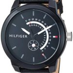Tommy Hilfiger Men’s Quartz Watch with Leather Calfskin Strap, Black, 18.8 (Model: 1791479)