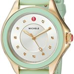 MICHELE Women’s ‘Cape’ Quartz Stainless Steel and Silicone Dress Watch, Color:Green (Model: MWW27A000018)