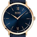 Hugo Boss Men’s 40mm Blue Leather Band Steel Case Quartz Analog Watch 1513648