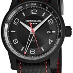 Montblanc Timewalker UTC Mens Automatic Dual Time Zone Watch – 42mm Black Face with Date and Sapphire Crystal – Black Stainless Steel Black Leather Band Swiss Made Limited Edition GMT Watch 115360