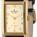 kate spade new york Women’s 1YRU0120 Gold-Tone Watch with Black Leather Band
