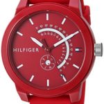 Tommy Hilfiger Men’s Quartz Watch with Silicone Strap, red, 19.7 (Model: 1791480)