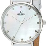 Obaku Women’s Stainless Steel Analog-Quartz Watch with Leather Strap, White, 18 (Model: V186LXCPRW)